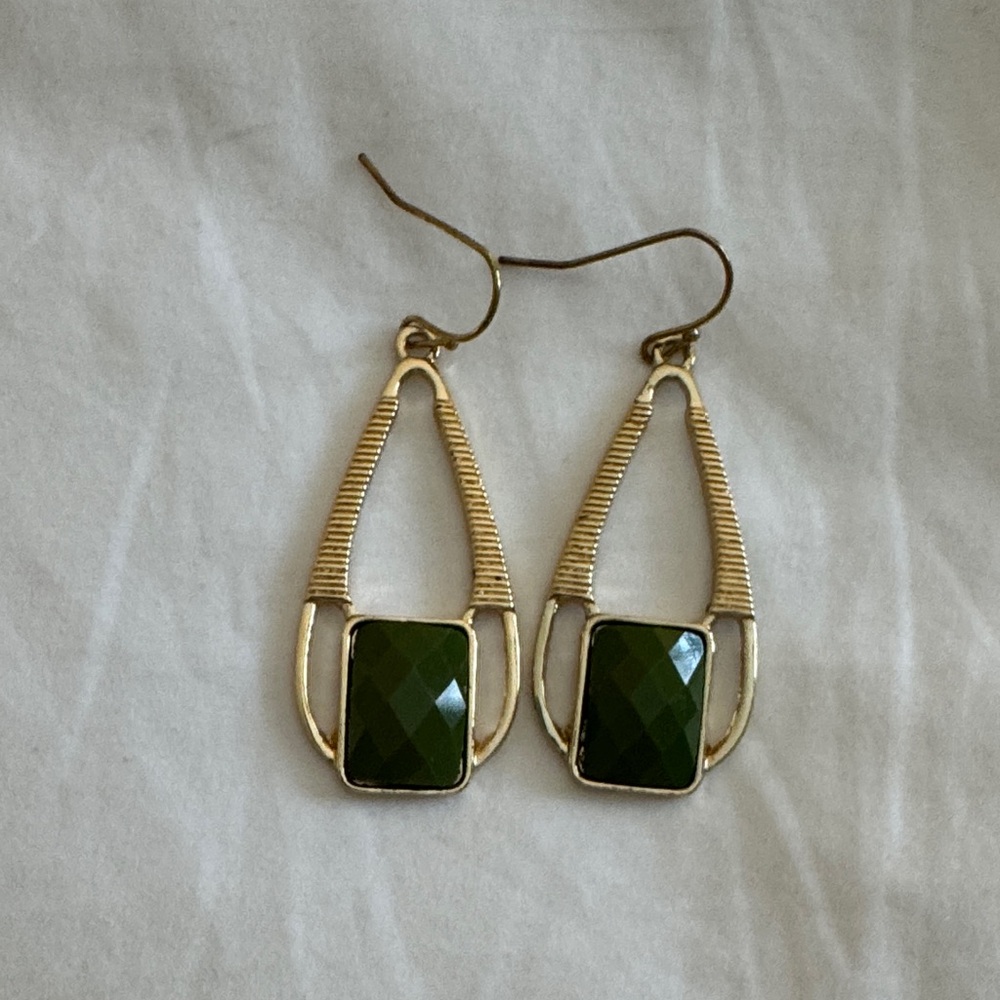 Gold and Green Earrings